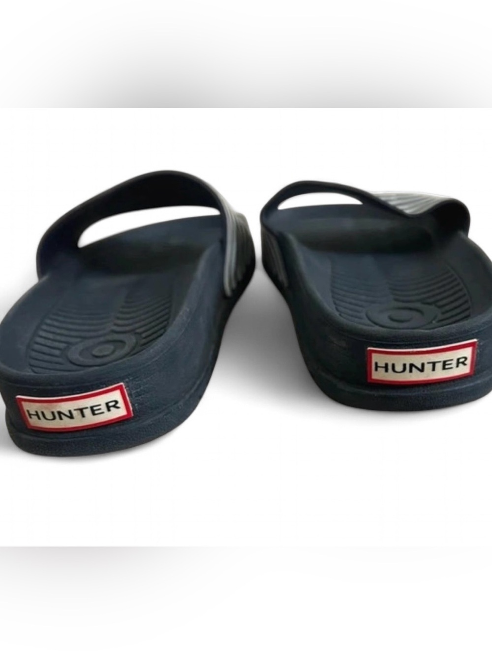 HUNTER x Target colab featuring Women’s Navy + White Slide Sandals - Sz. 6